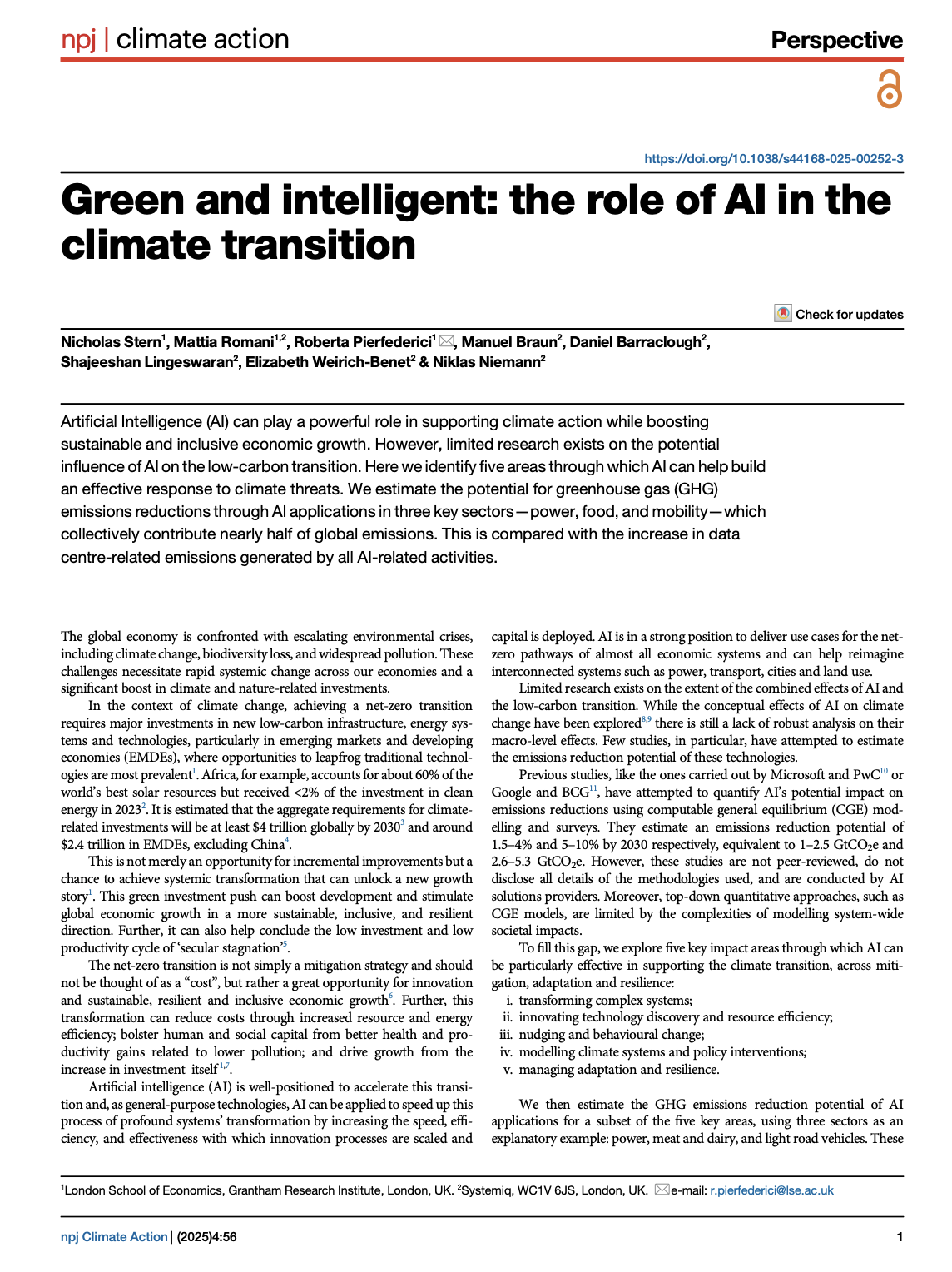 Green and intelligent: the role of AI in the climate transition